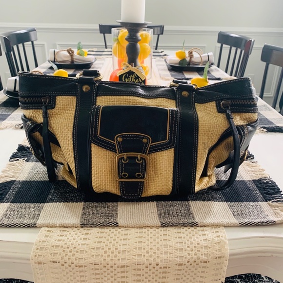 Coach Legacy Straw and Leather Tote - Picture 9 of 12